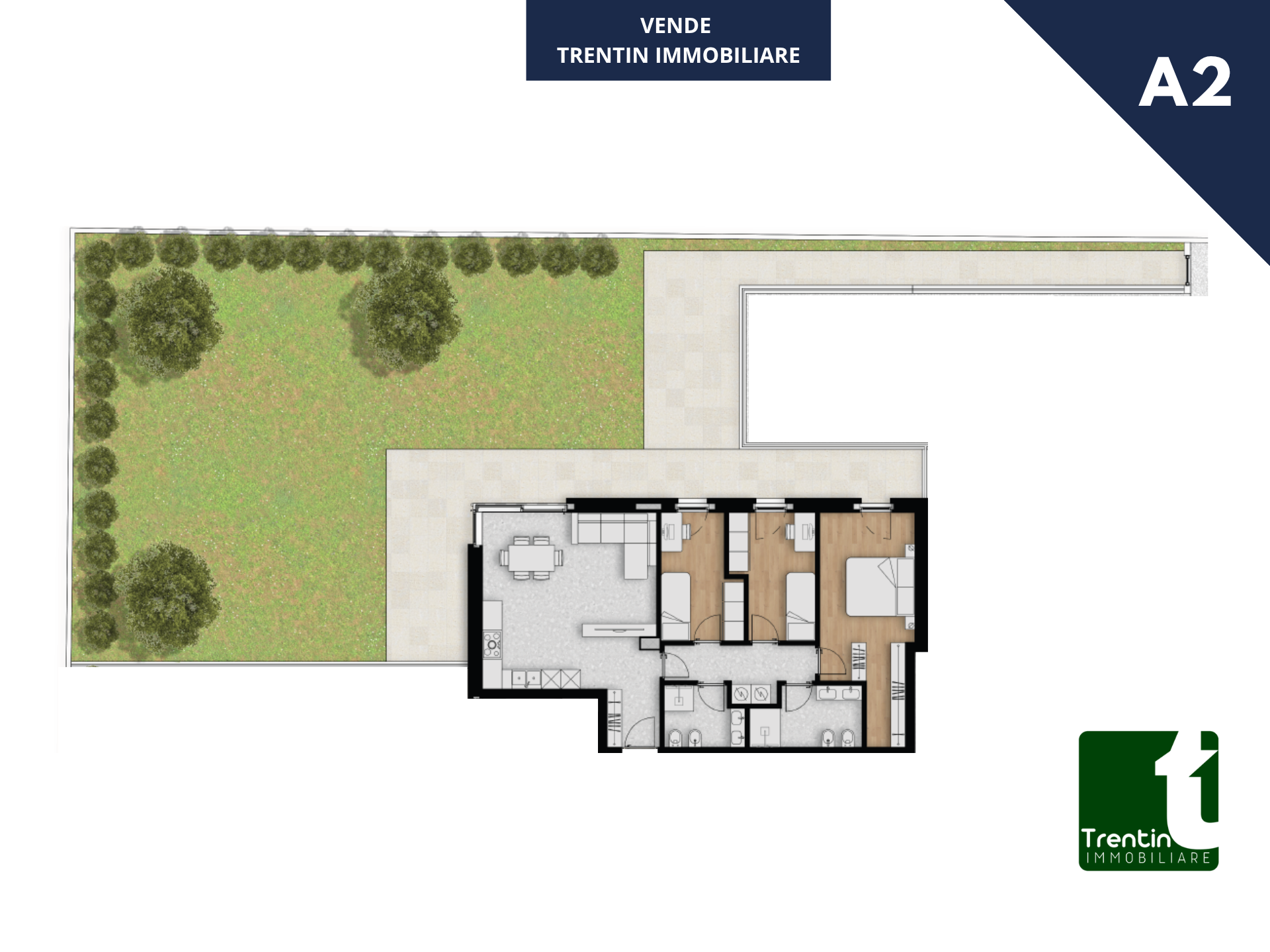 NUOVO TRE STANZE CON GIARDINO