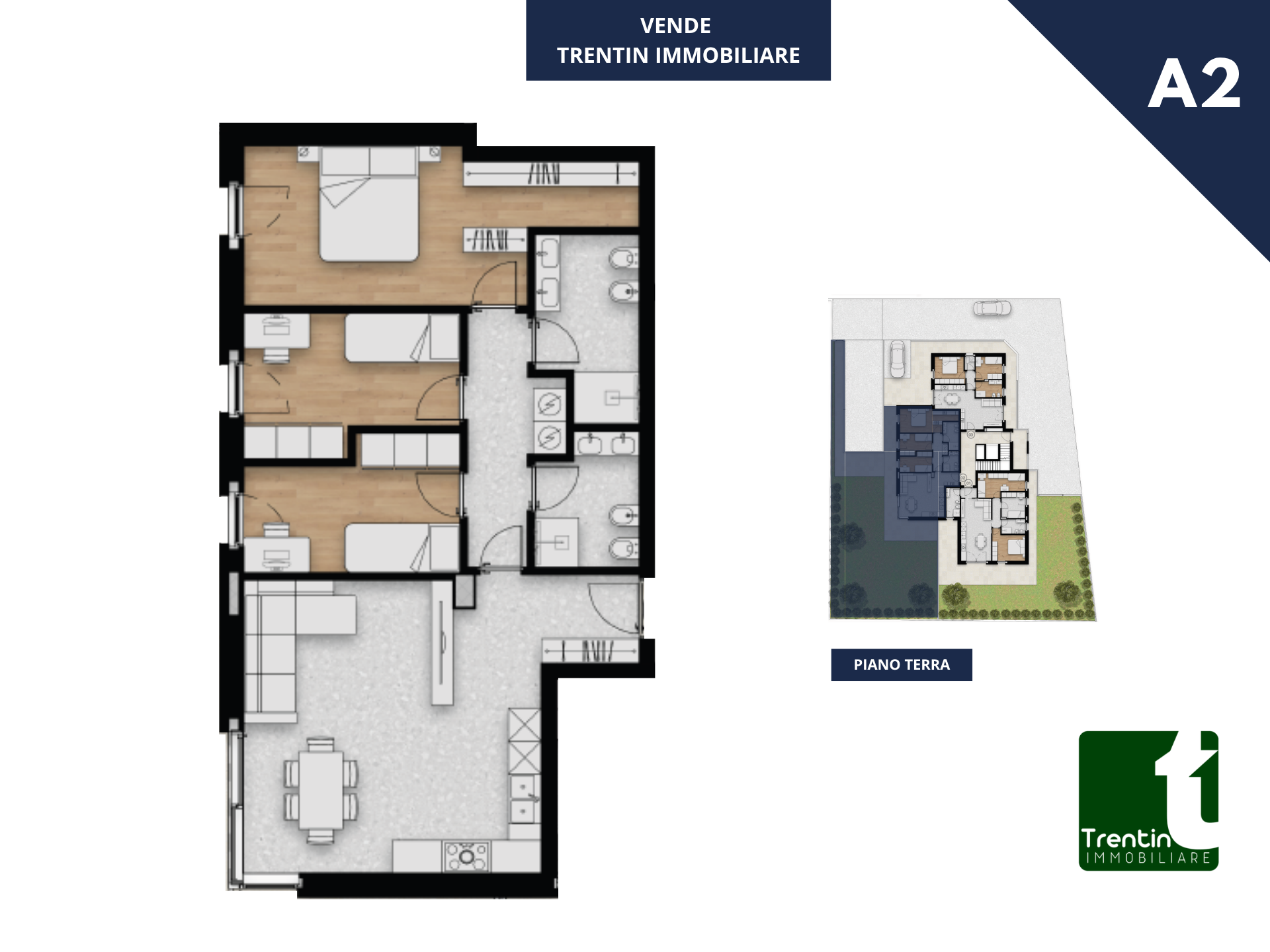 Appartamento 3 stanze con giardino